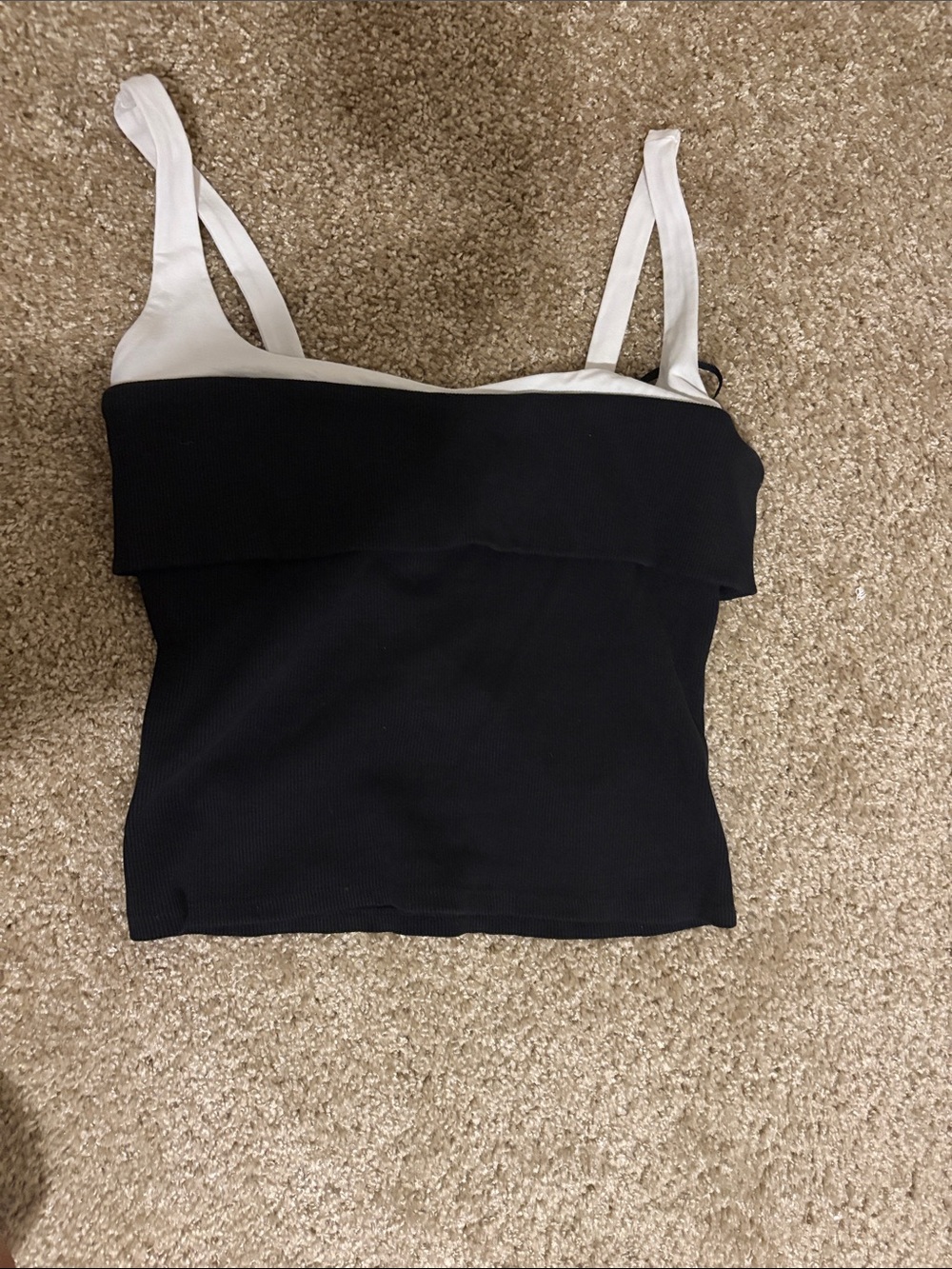 Anthropologie Black Tank with White Straps
